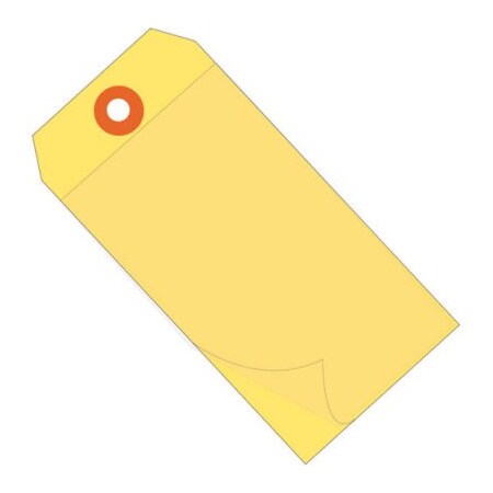 Box Packaging Self Laminating Tags, #5, 4-3/4"L x 2-3/8"W, Yellow, 100/Pack G26028
